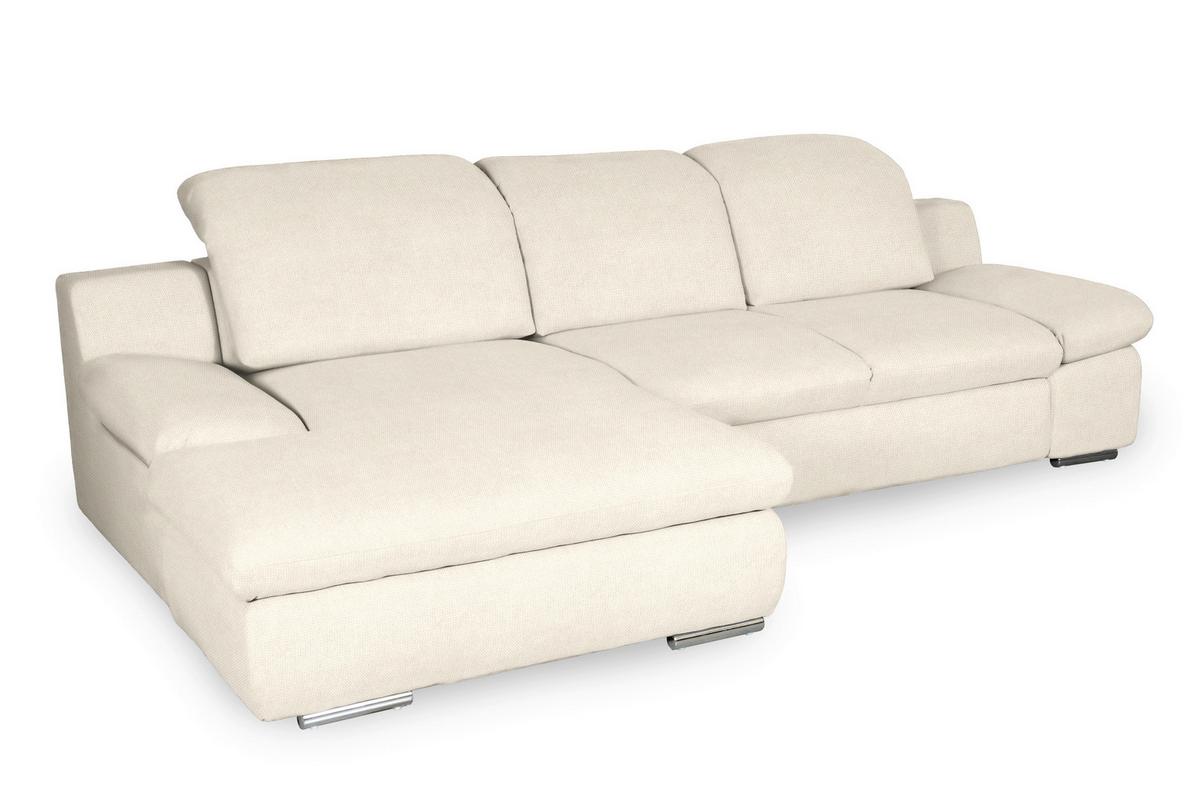 Ecksofa Isona Creme Chenille - Chromfarben/Creme, Design, Textil (165/286cm) - Livetastic