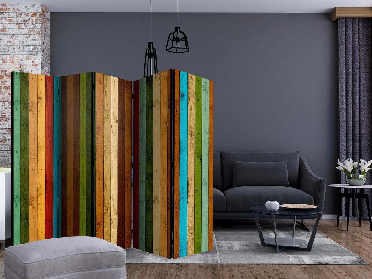 Paravent Multicolor B: 225 Cm - Multicolor, Basics, Holz/Textil (225/172/3cm) - artgeist