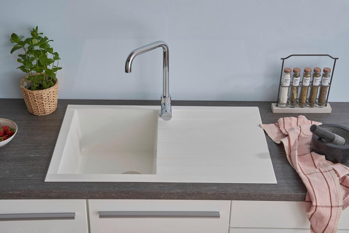 Spüle Respekta Houston Kunststein Bxt: 80x50 Cm - Weiß, Trend, Glas/Kunststoff (80/21/50cm) - Respekta