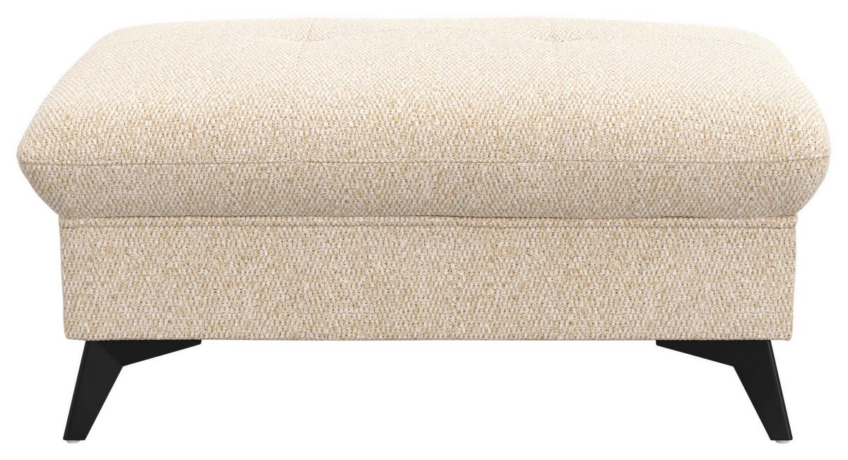 Hocker Hudson Chenille beige, B: 102cm - Beige/Schwarz, KONVENTIONELL, Textil (102/45/65cm) - Sembella
