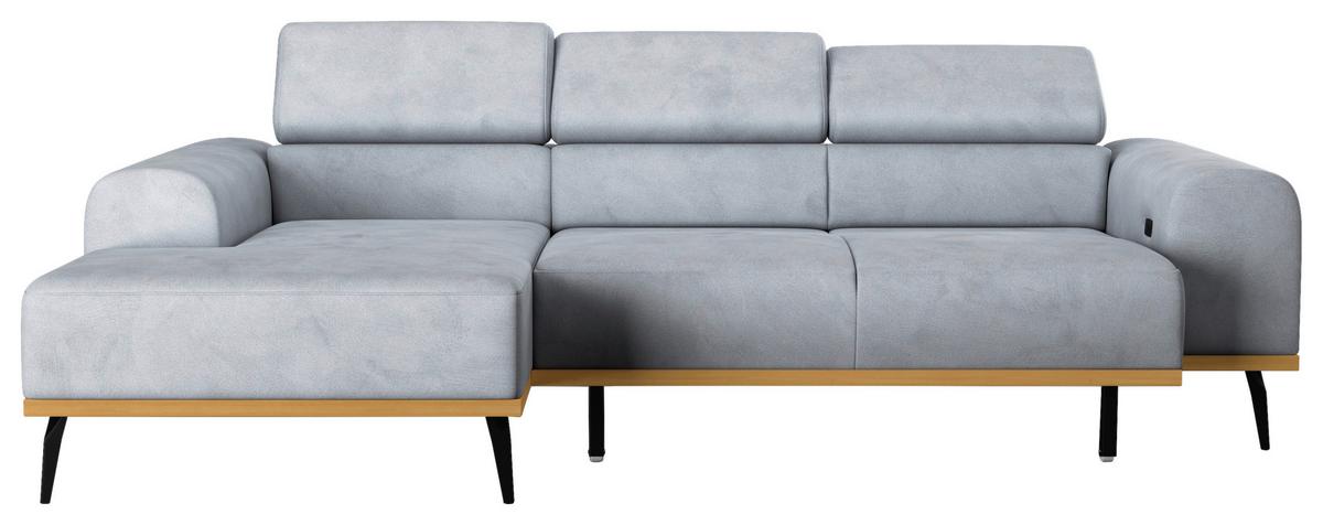 Ecksofa Hellgrau Mit Sitzvorzug S: 157x244 Cm - Hellgrau/Schwarz, KONVENTIONELL, Textil (157/244cm) - Cotta