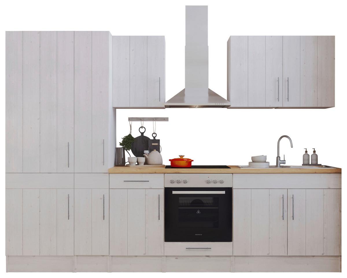 Küchenzeile Mit Geräten 300 Cm Weiß/lärche Dekor - Wildeiche/Lärchefarben, ROMANTIK / LANDHAUS, Holzwerkstoff (300cm) - Respekta