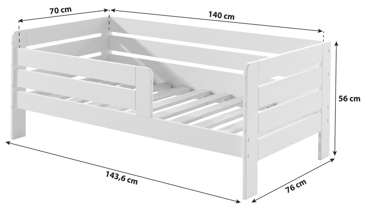Kinder-/juniorbett Weiß Lackiert 70x140 Cm - Weiß, MODERN, Holz/Holzwerkstoff (70/140cm) - MID.YOU