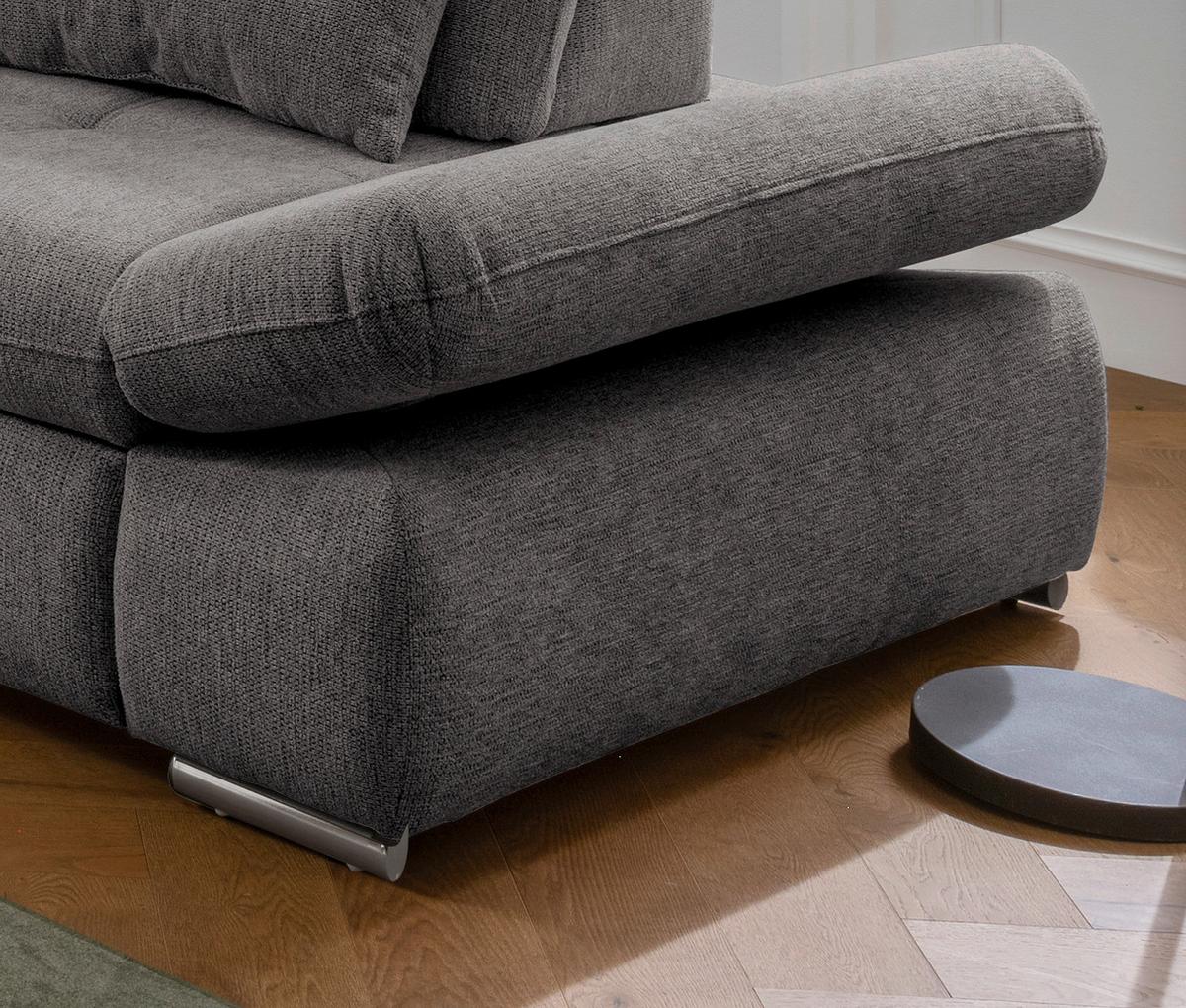 Ecksofa Mit Schlaffunktion Dalida Braun/grau Chenille - Chromfarben/Braun, Design, Textil (254/280cm) - Livetastic