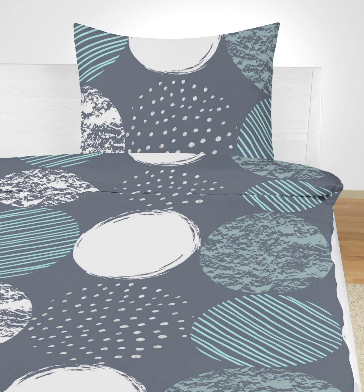 Bettwäsche 140x200 cm Natalia Bunt in verschiedenen Designs - Blau/Beige, KONVENTIONELL, Textil - Ondega