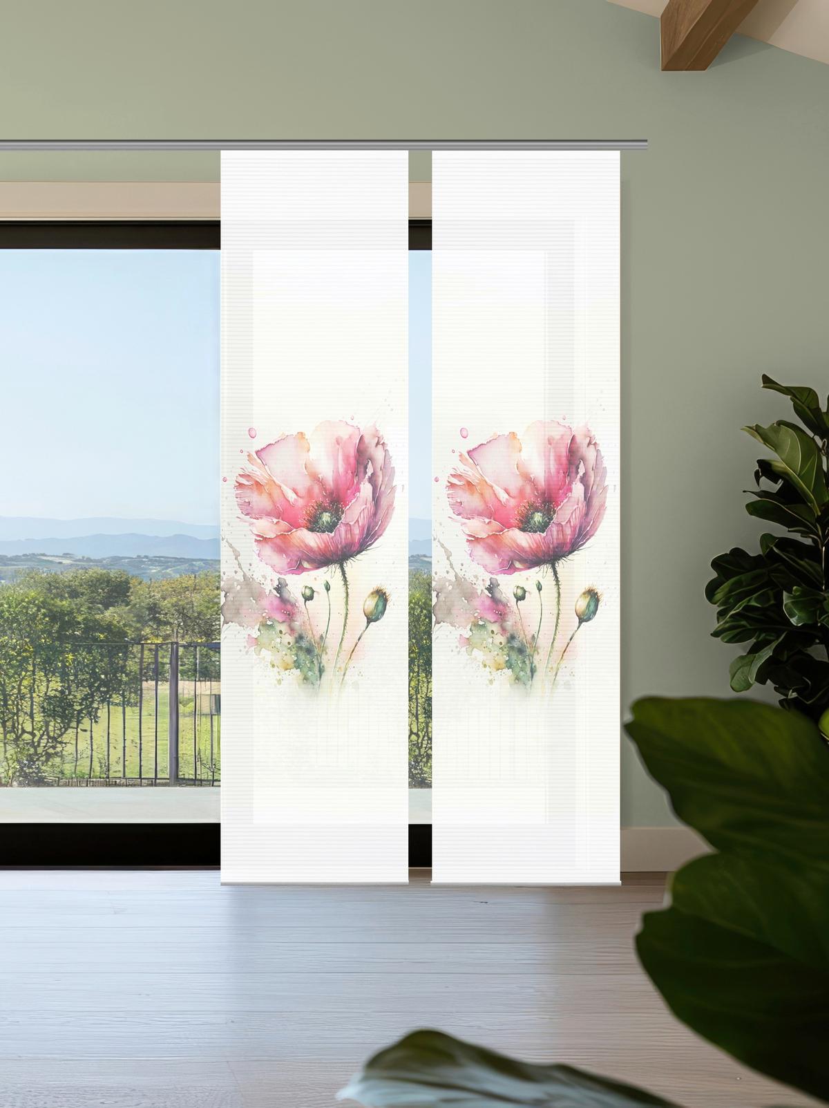 Flächenvorhang Meliora 2er Set - Salbeigrün/Rosa, Natur, Textil (60/245cm)