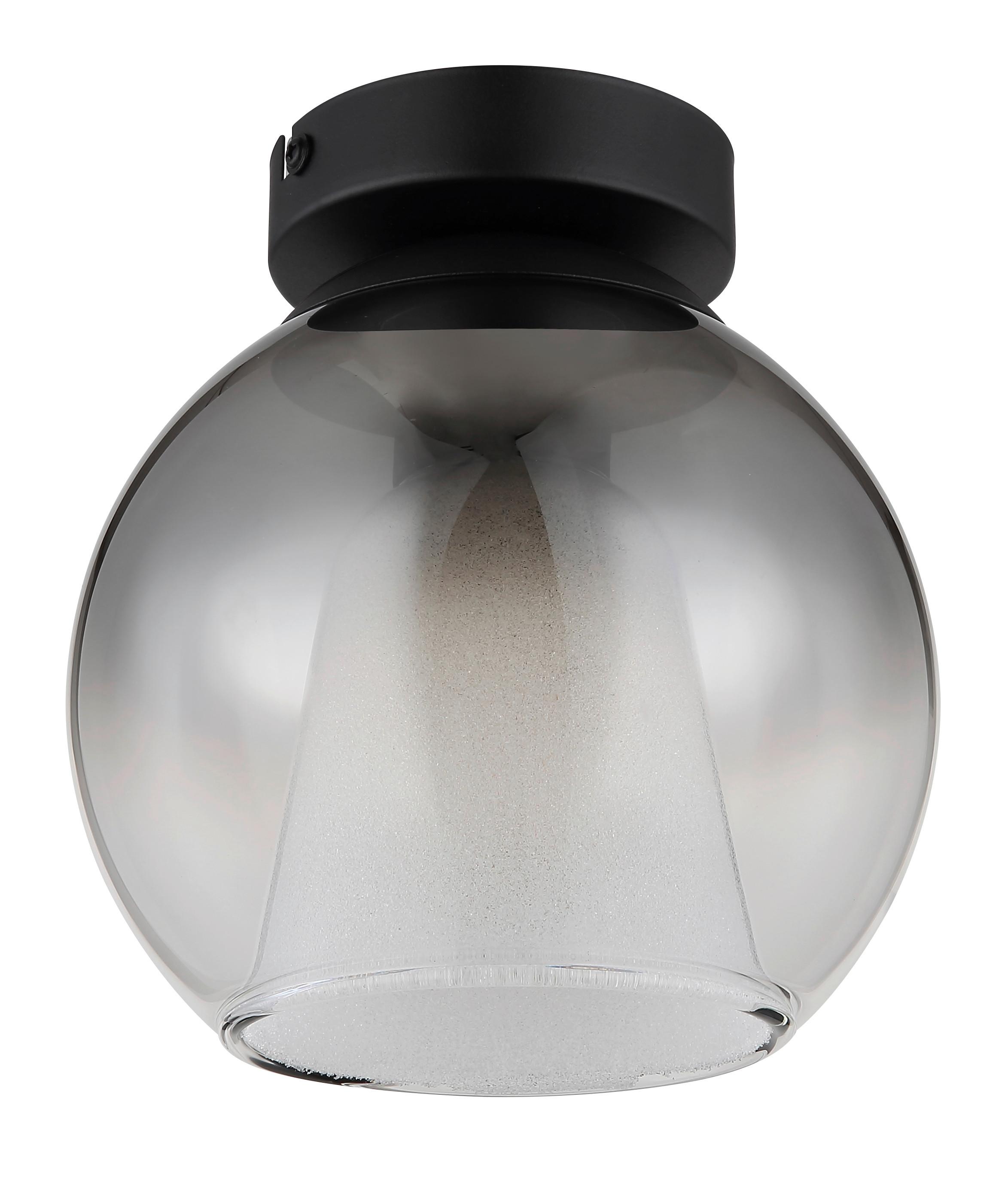 Deckenleuchte Grau Klar Schwarz D: 18 cm - Klar/Schwarz, Basics, Glas/Metall (18/19cm) - Globo