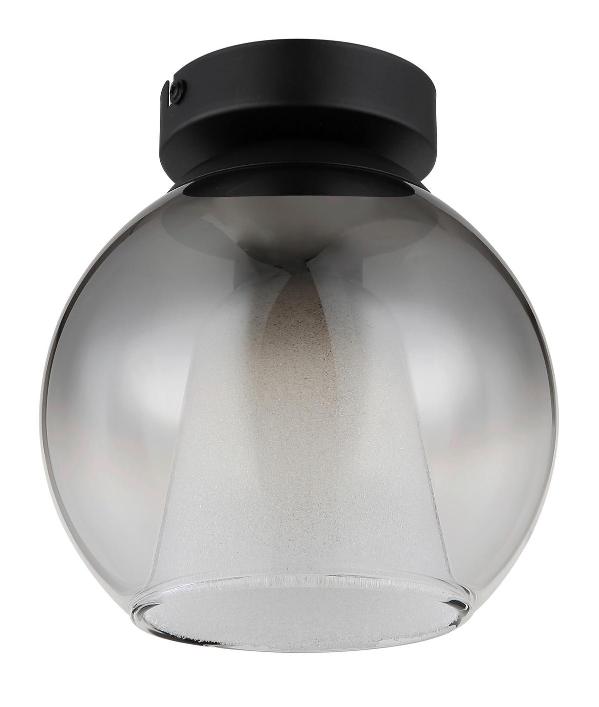 Deckenleuchte Grau Klar Schwarz D: 18 cm - Klar/Schwarz, Basics, Glas/Metall (18/19cm) - Globo