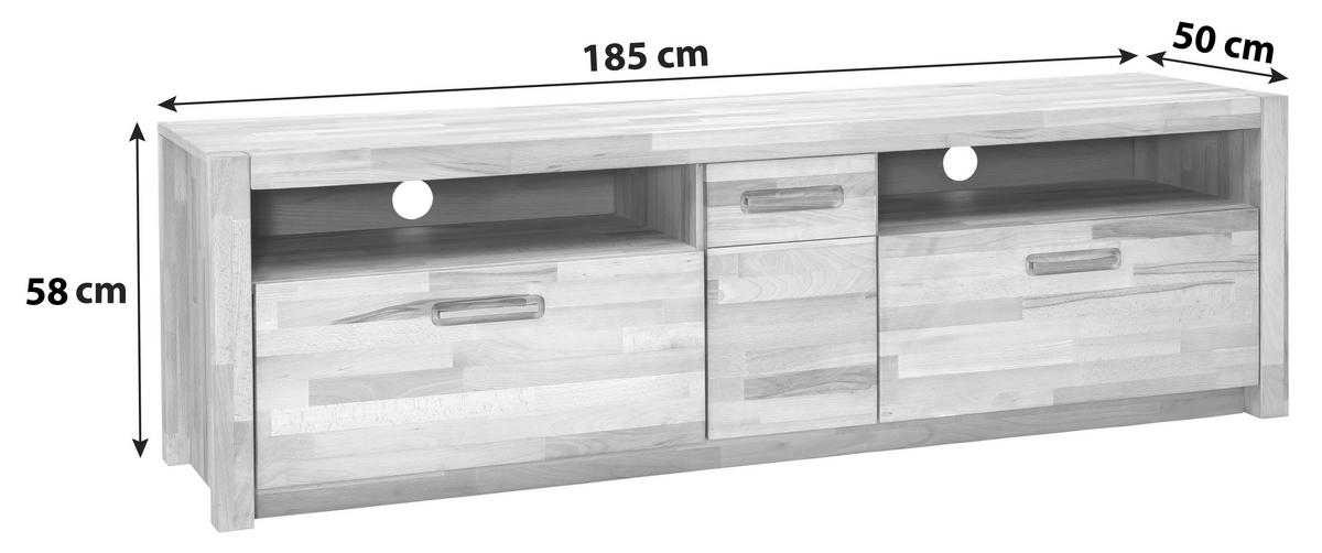 TV-Element Buchefarben, B: 185 cm - Buchefarben, Design, Holz (185/58/50cm) - MID.YOU