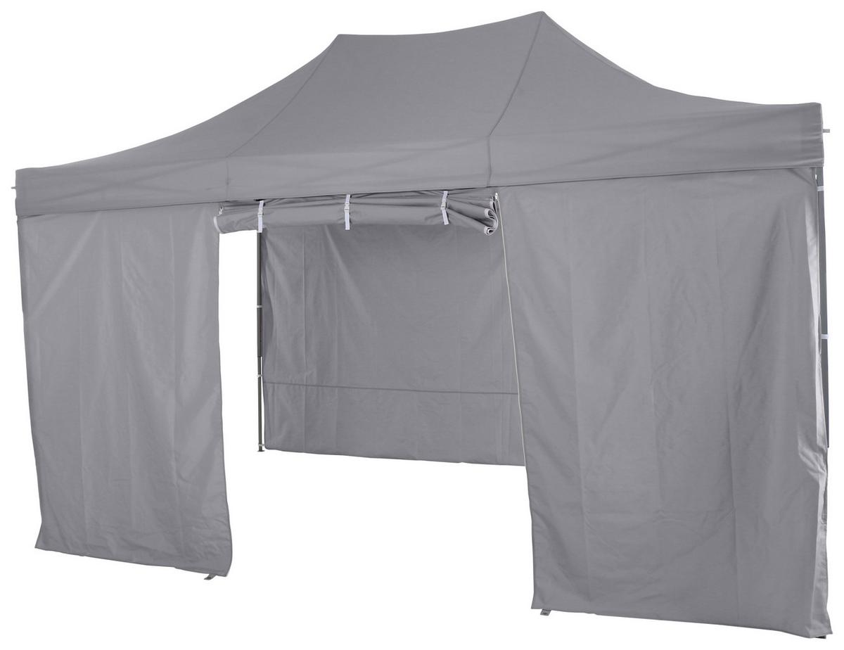 Pavillon L30550 450x300 cm Mit Seitenwände - Grau, KONVENTIONELL, Textil/Metall (450/330/300cm) - Siena Garden