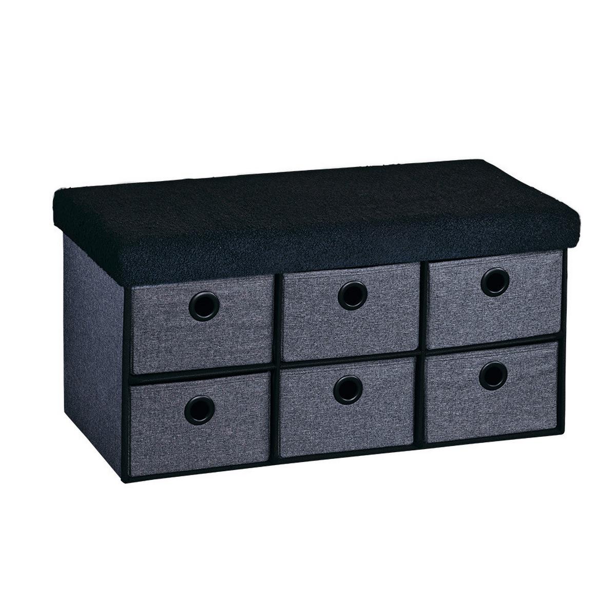 Garderobenbank Grau, Schwarz mitaufbewahrungsboxen, B: 78 cm - Schwarz/Grau, Basics, Holzwerkstoff/Kunststoff (78/38/38cm) - Kesper