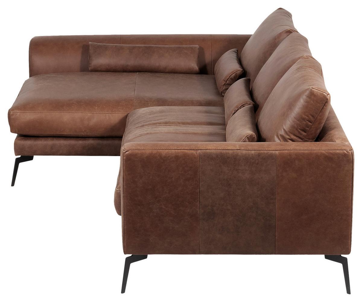 Ecksofa Berlin Braun S: 172 cm - Schwarz/Braun, Design, Leder (172/313cm) - Livetastic
