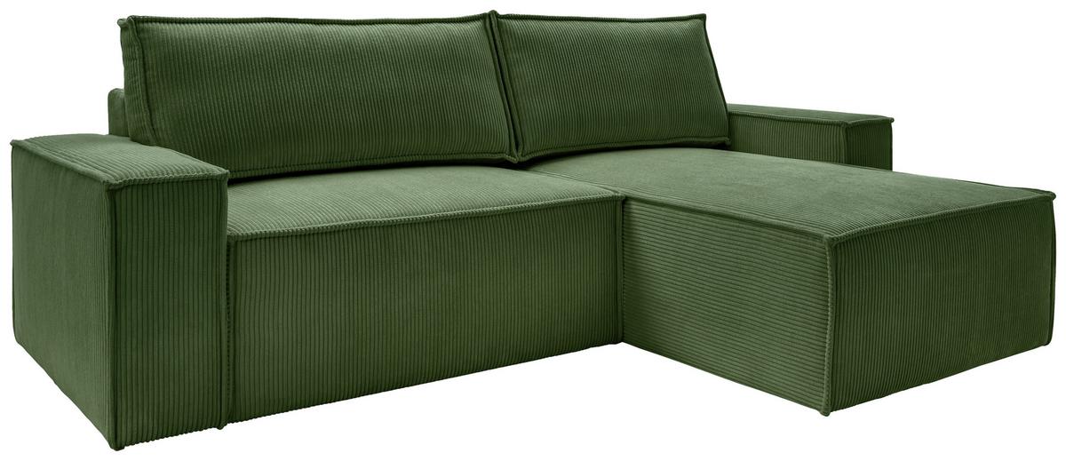 Eckschlafsofa Perllo - Dunkelgrün/Schwarz, KONVENTIONELL, Holz/Textil (251/170cm) - MID.YOU