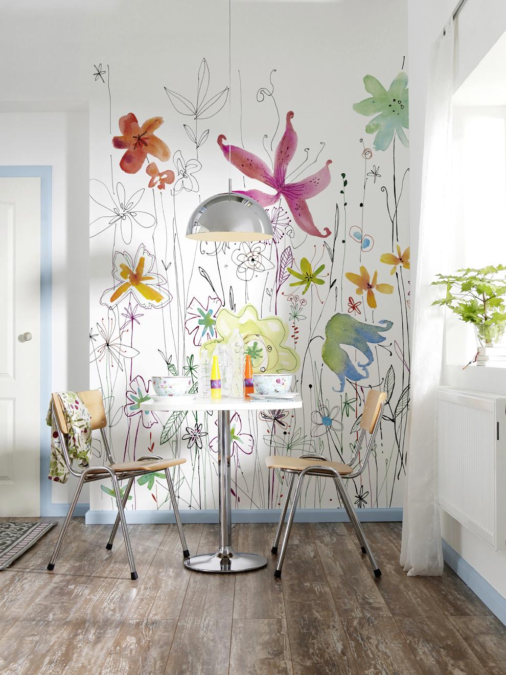 Vliestapete Floral - Multicolor, Design, Papier (184/248cm)