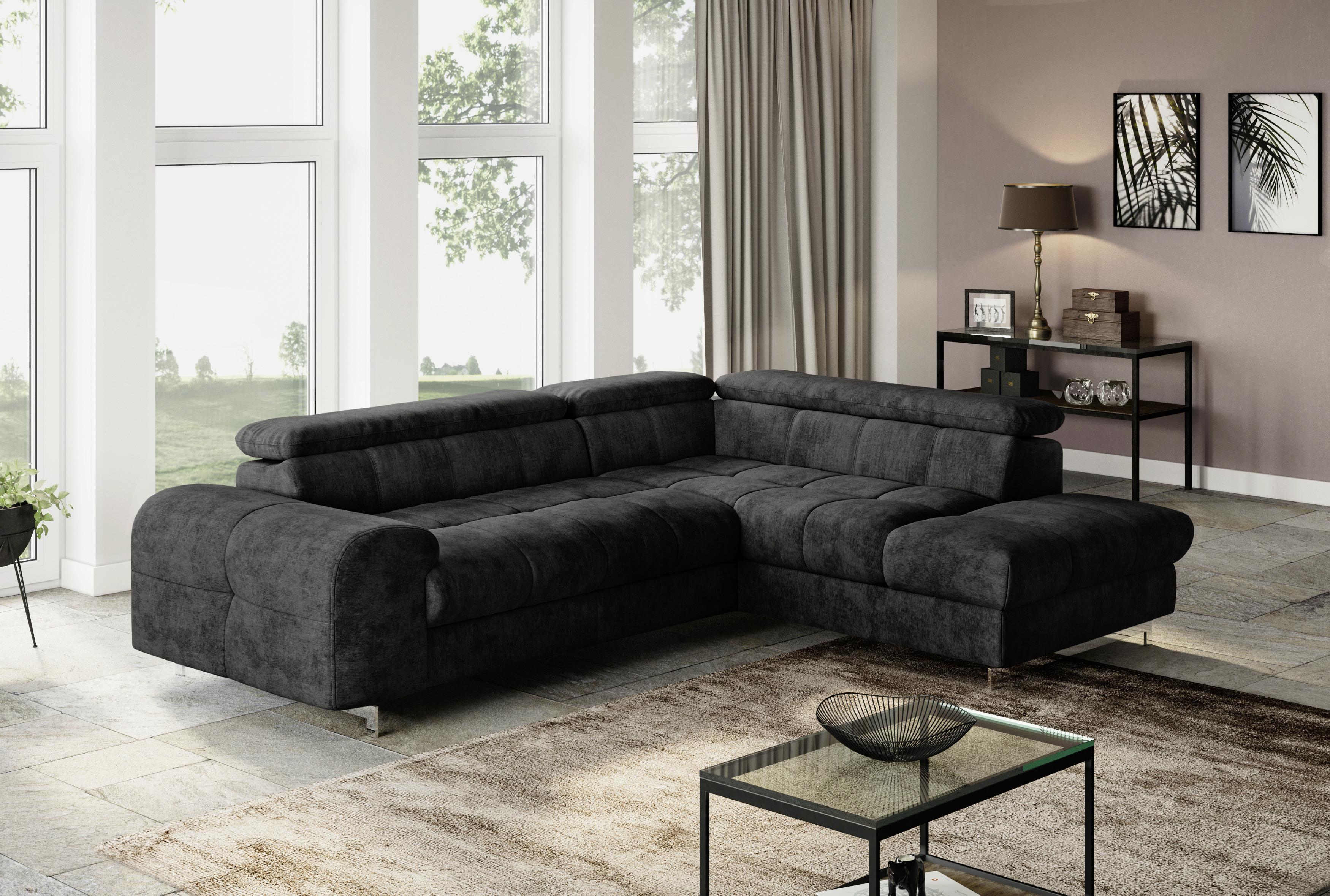 Ecksofa Mit Schlaffunktion Cloud + Schwarz - Chromfarben/Schwarz, KONVENTIONELL, Textil (206/257cm) - Livetastic