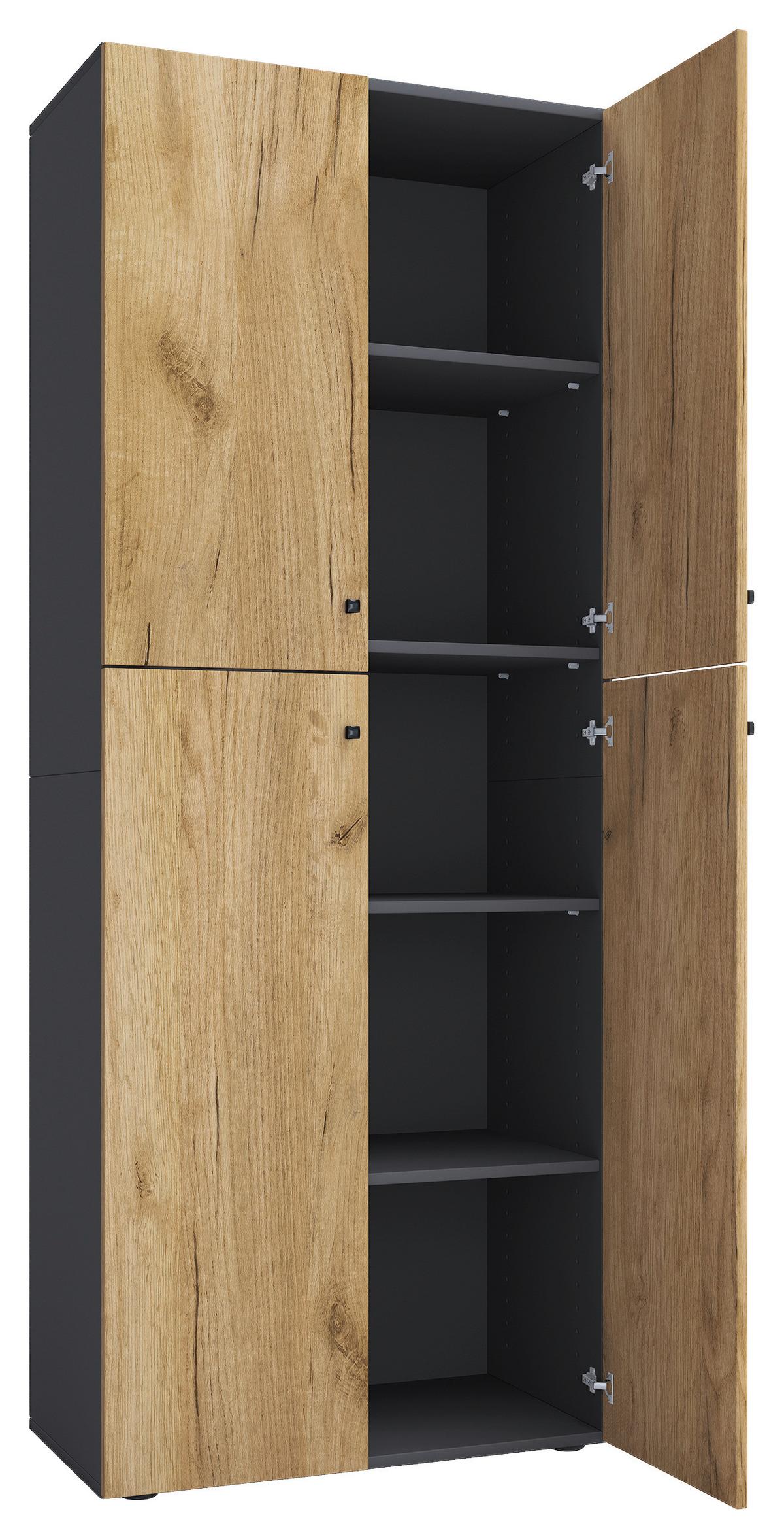 Aktenschrank Lona Anthrazit/Eiche Dekor B: 70 cm - Honigeiche/Anthrazit, Design, Holzwerkstoff (70/183/39cm) - MID.YOU