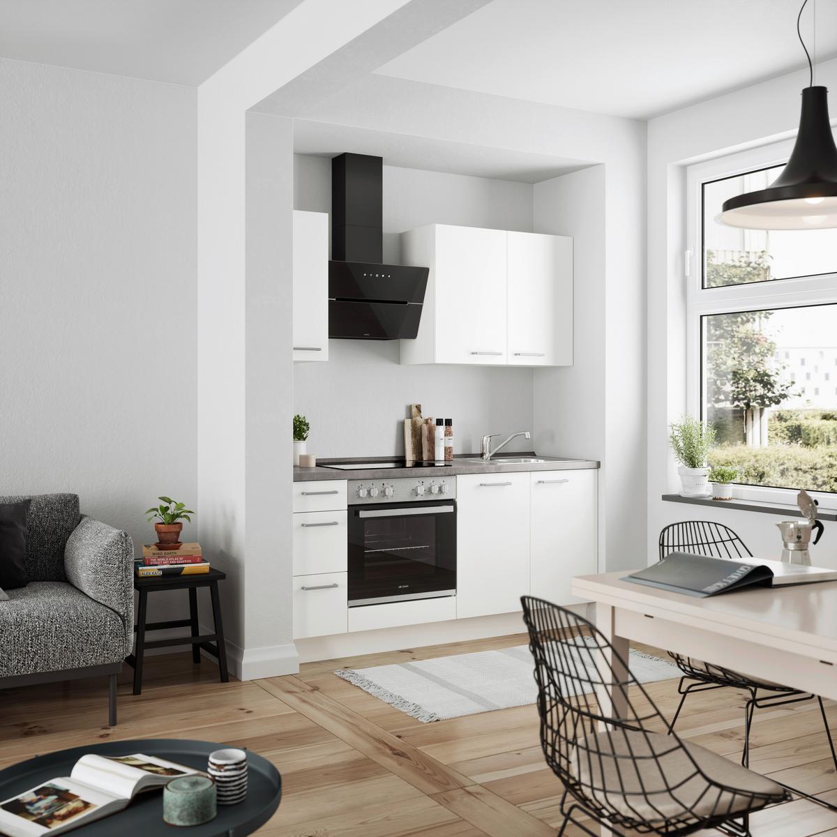 KÜCHENLEERBLOCK TOUCH HIGH - LINE, H1 LINKS - Weiß/Grau, MODERN, Holzwerkstoff (180cm) - Nobilia