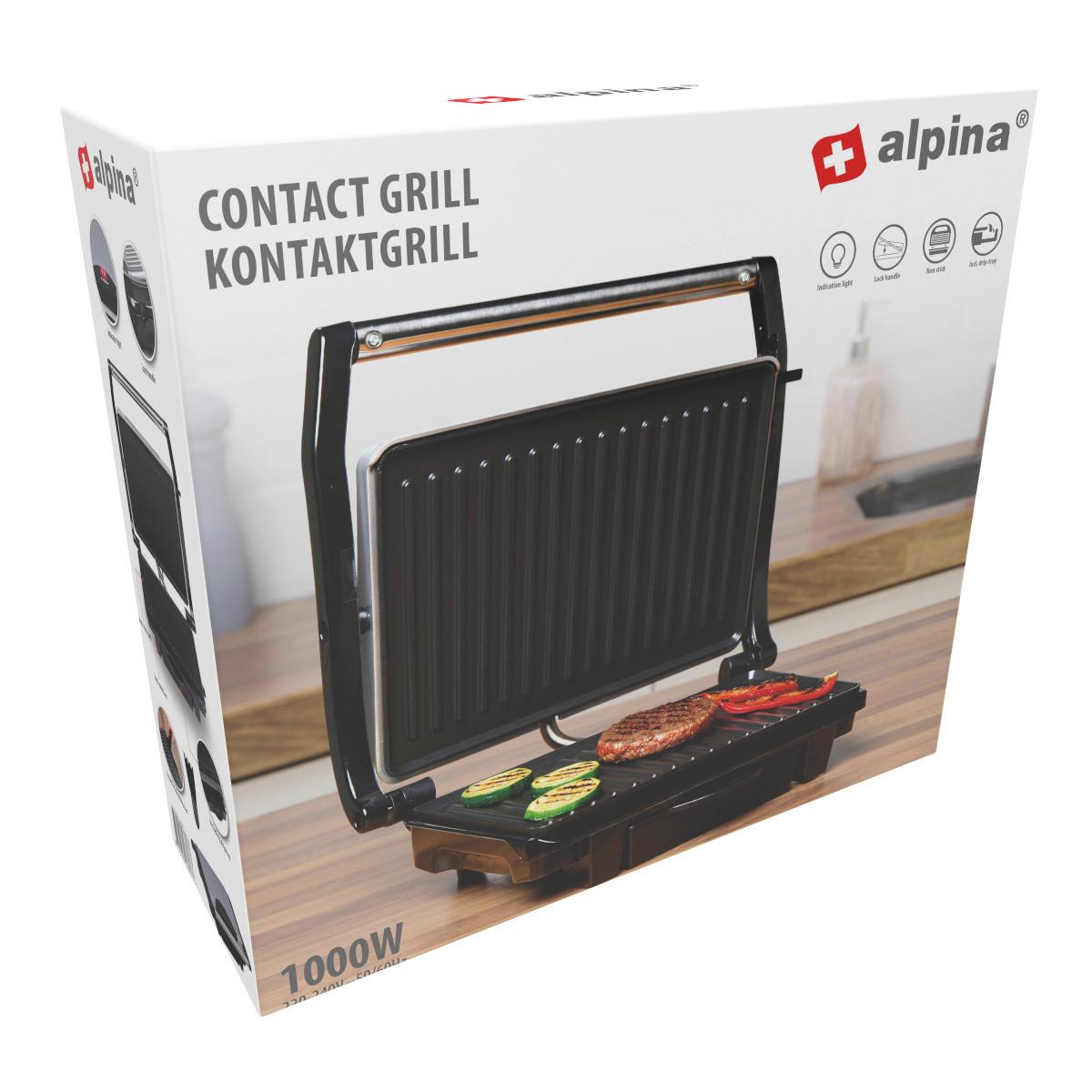 Kontaktgrill Contact Grill 230v 1000w Silve - Schwarz, Basics, Metall (31/26/10,5cm)