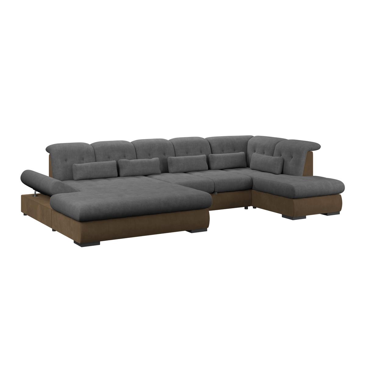 Wohnlandschaft Madera Anthrazit S: 358x312 cm - Hellbraun/Anthrazit, KONVENTIONELL, Kunststoff/Textil (190/358/212cm)