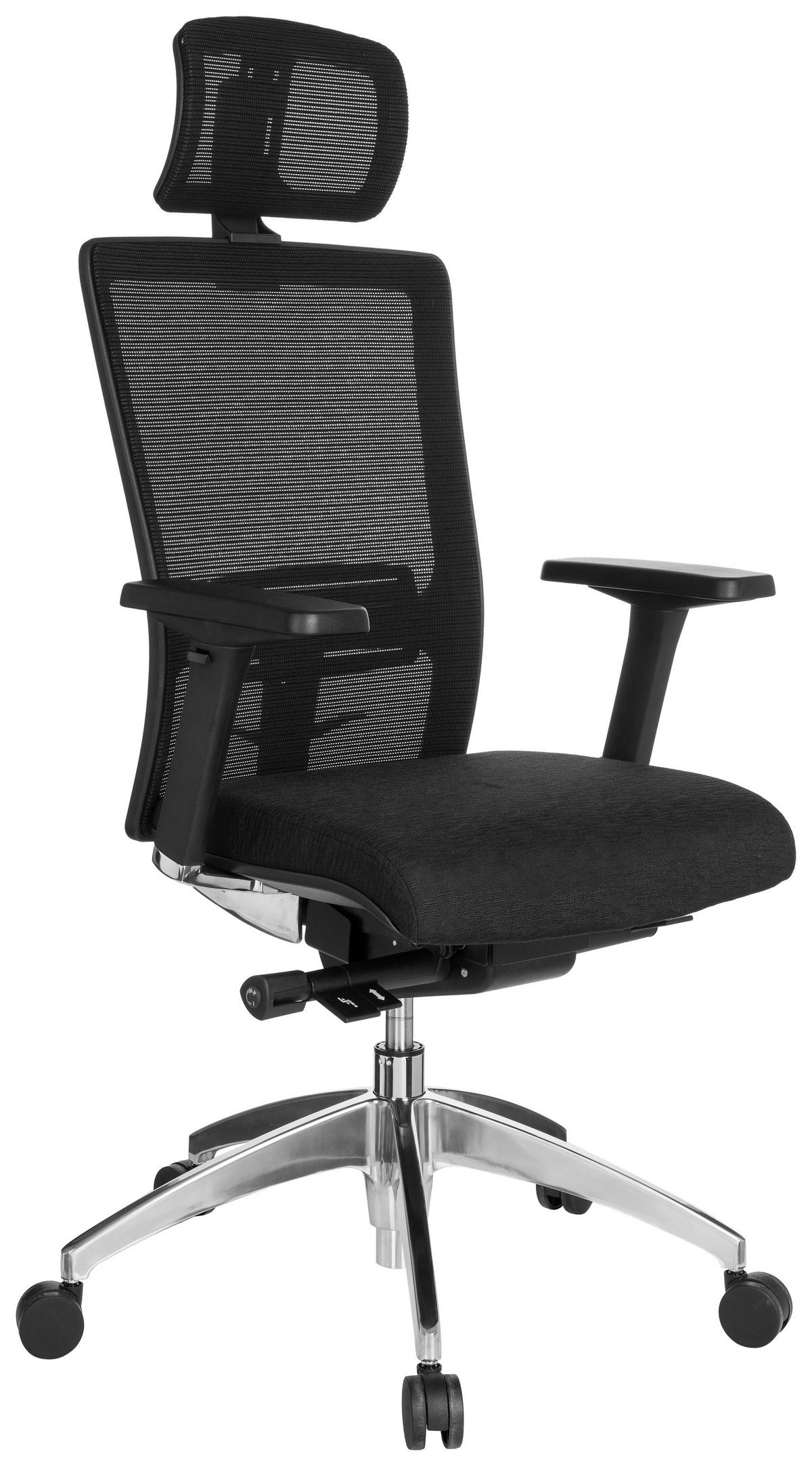 Drehstuhl Astra Lux Schwarz - Alufarben/Schwarz, MODERN, Kunststoff/Textil (57/138/52cm) - MID.YOU