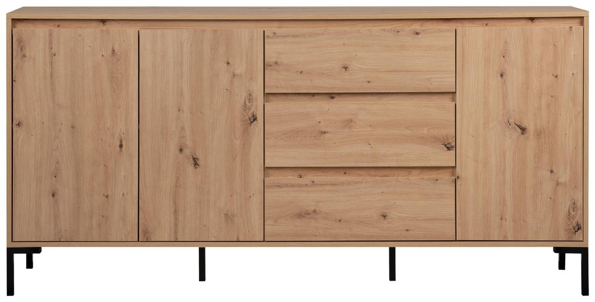 Sideboard 150cm Korsika Eiche Artisan Dekor - Schwarz/Eiche Artisan, Design, Holzwerkstoff (170/87/40cm) - MID.YOU