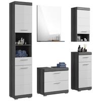 Badezimmer Scout - Weiß Hochglanz/Grau, MODERN, Holzwerkstoff (134cm) - MID.YOU