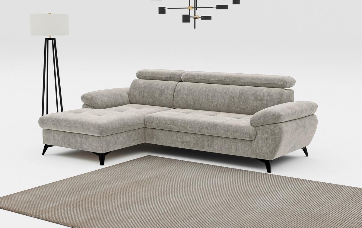 Ecksofa mit Bettkasten Hudson 166x261 cm Schlammfarben - Schlammfarben/Schwarz, Textil (166/261cm) - MID.YOU