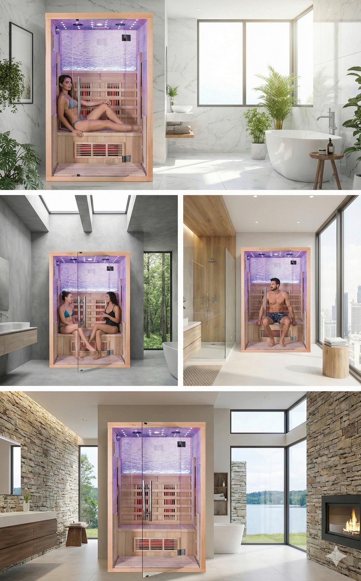 Infrarotkabine 2 Personen 120x200x105cm Göteborg - Naturfarben, MODERN, Holz (120/200/105cm)