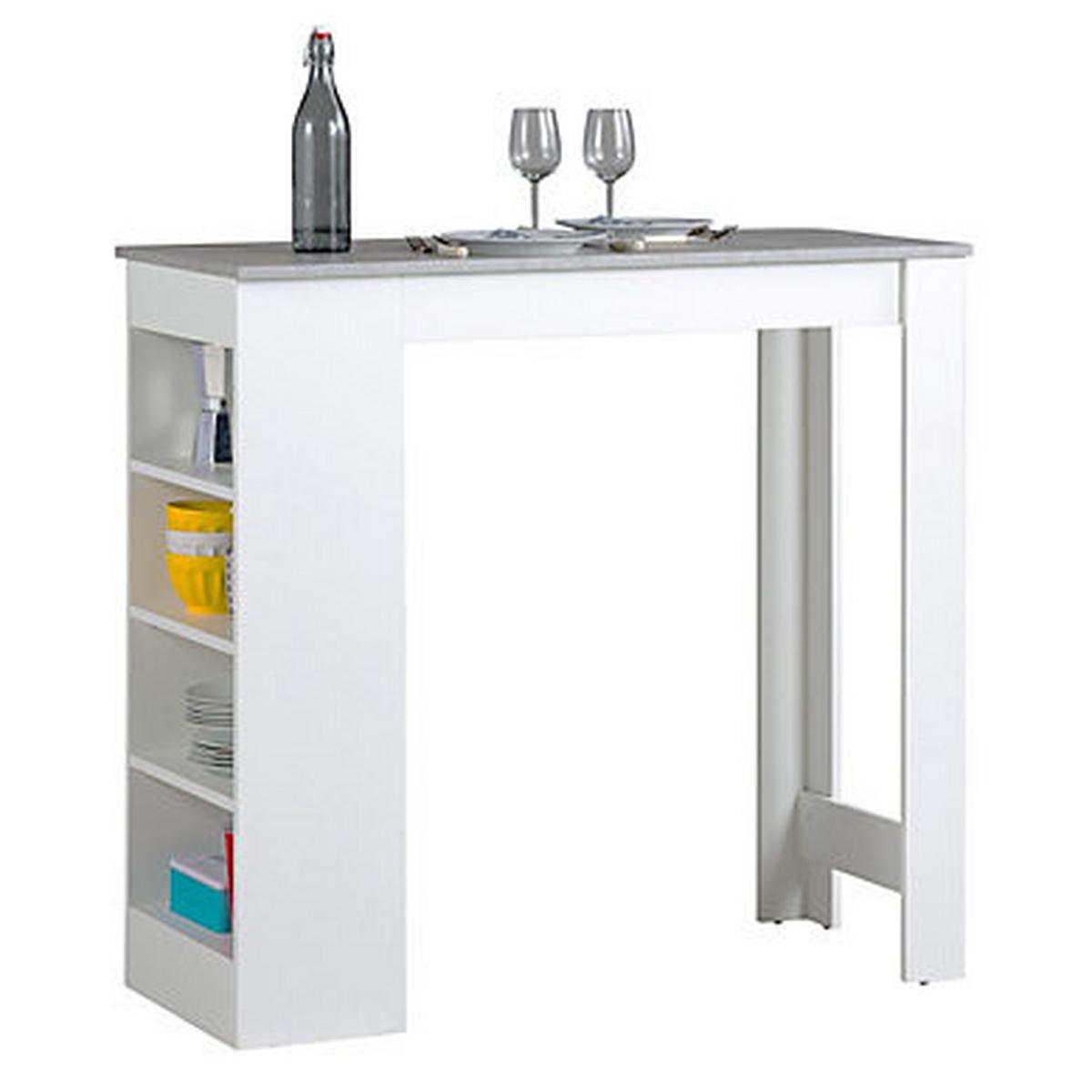 Bartisch Mojito 115x50x103 cm Grau/Weiß mit Regal - Weiß/Grau, Design, Holzwerkstoff (115/50/103cm) - MID.YOU