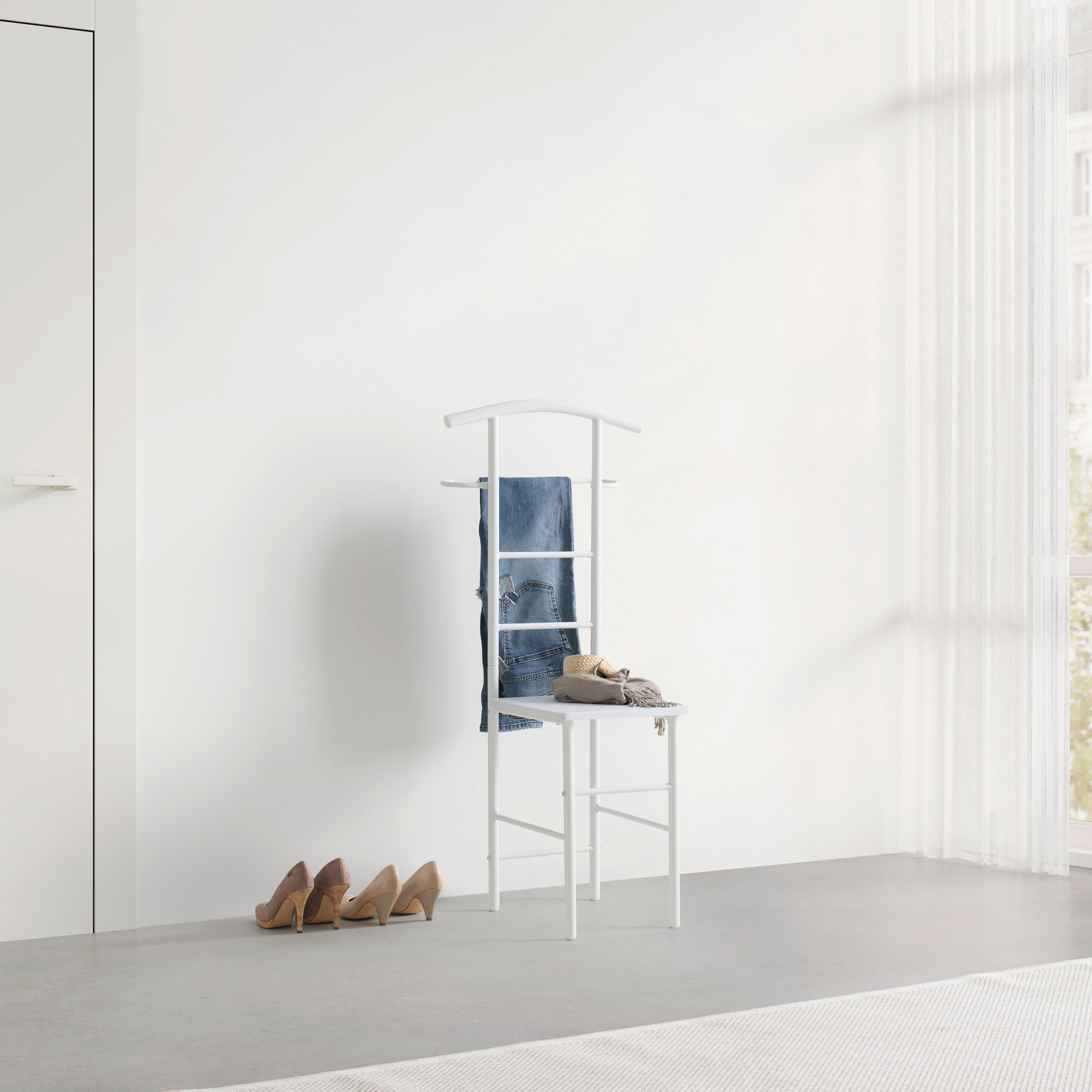 ŠATNÍ STOJAN RALPH - bílá, Konvenční, kov/kompozitní dřevo (30/107/45cm) - Mömax