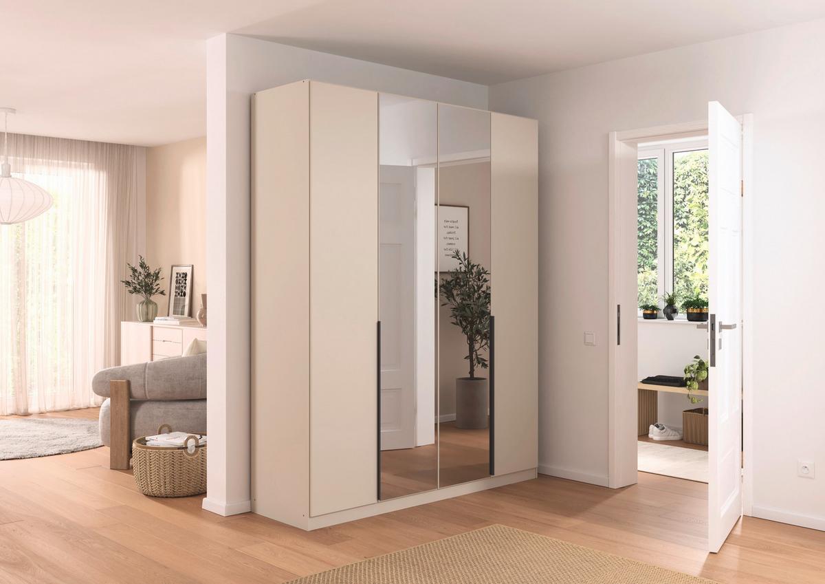 Drehtürenschrank Alabama-Super Mit Spiegel,champagner,181 cm - Champagner/Silberfarben, Trend, Holzwerkstoff (181/229/54cm)
