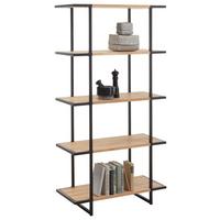 Regal Massivholz Francesco 3 B: 80 Cm Eiche/schwarz - Eichefarben/Schwarz, Natur, Holz/Metall (80/156/35cm) - Livetastic
