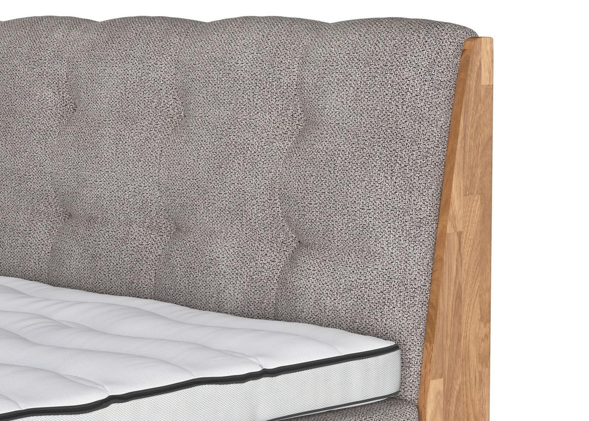 Boxspringbett Moon mit Topper 180x200 cm - Taupe/Eichefarben, MODERN, Holz/Holzwerkstoff (180/200cm) - MID.YOU