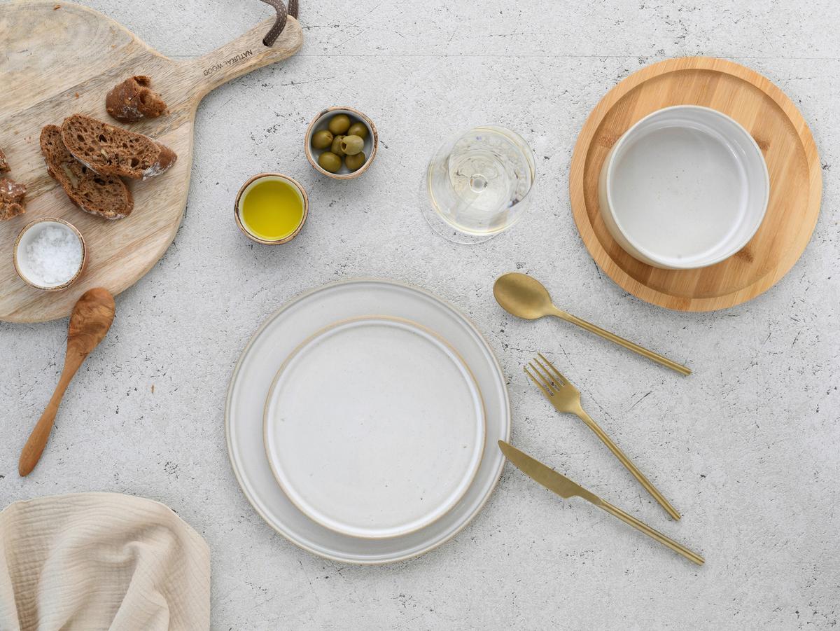 Speisetellerset Futuro Weiß, Beige L: 28,5 cm - Beige/Weiß, Basics, Keramik (26cm) - Creatable