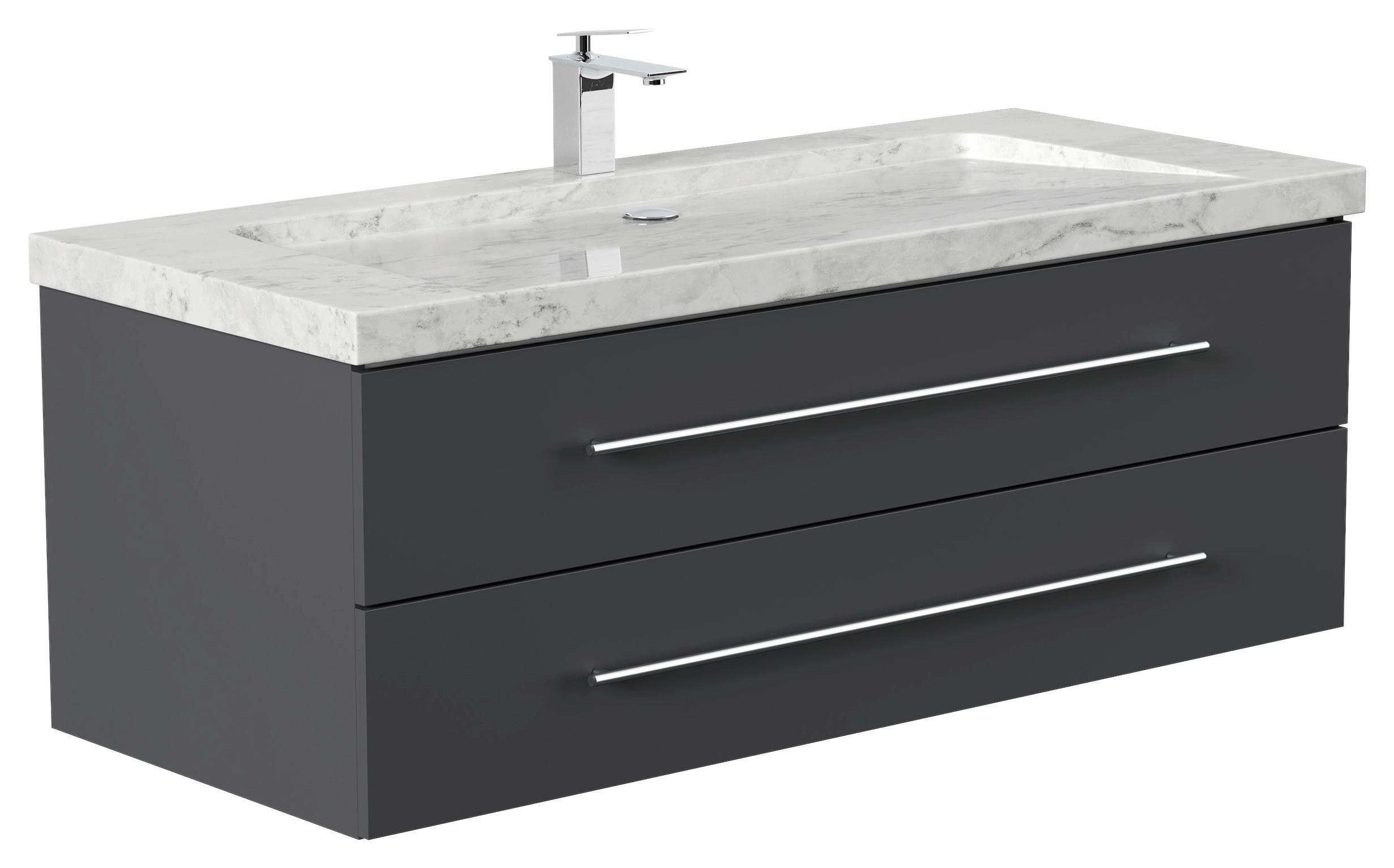 WASCHTISCHKOMBI Yamo, Graphitfarben B: 130cm - Graphitfarben, Basics, Holzwerkstoff/Stein (130cm) - MID.YOU