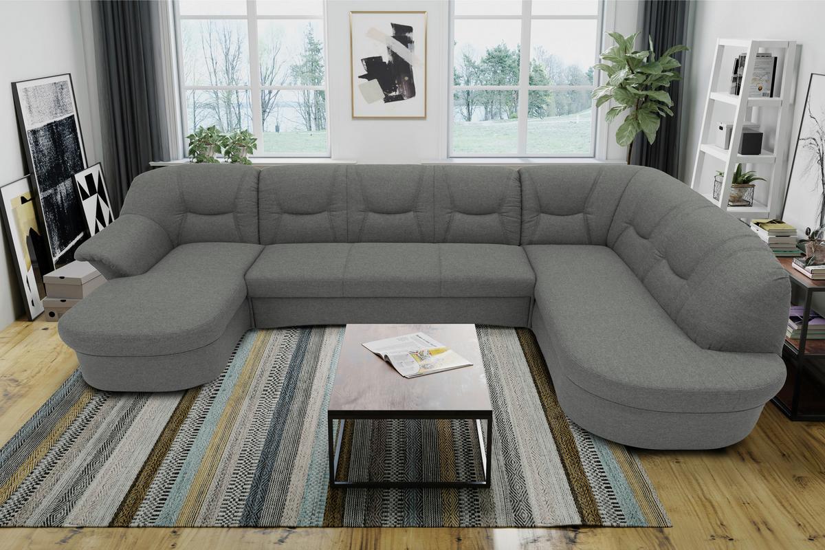 Wohnlandschaft Sarafina Dunkelgrau - Dunkelgrau/Schwarz, KONVENTIONELL, Textil (146/295/180cm) - MID.YOU