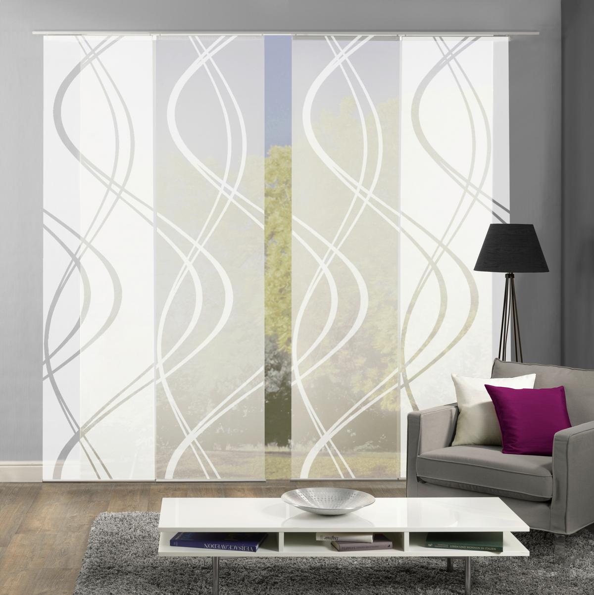 Flächenvorhang 4-Tlg. Tiberio B: 60 cm, Weiß Halbtransparent - Weiß, MODERN, Textil (60/245cm)