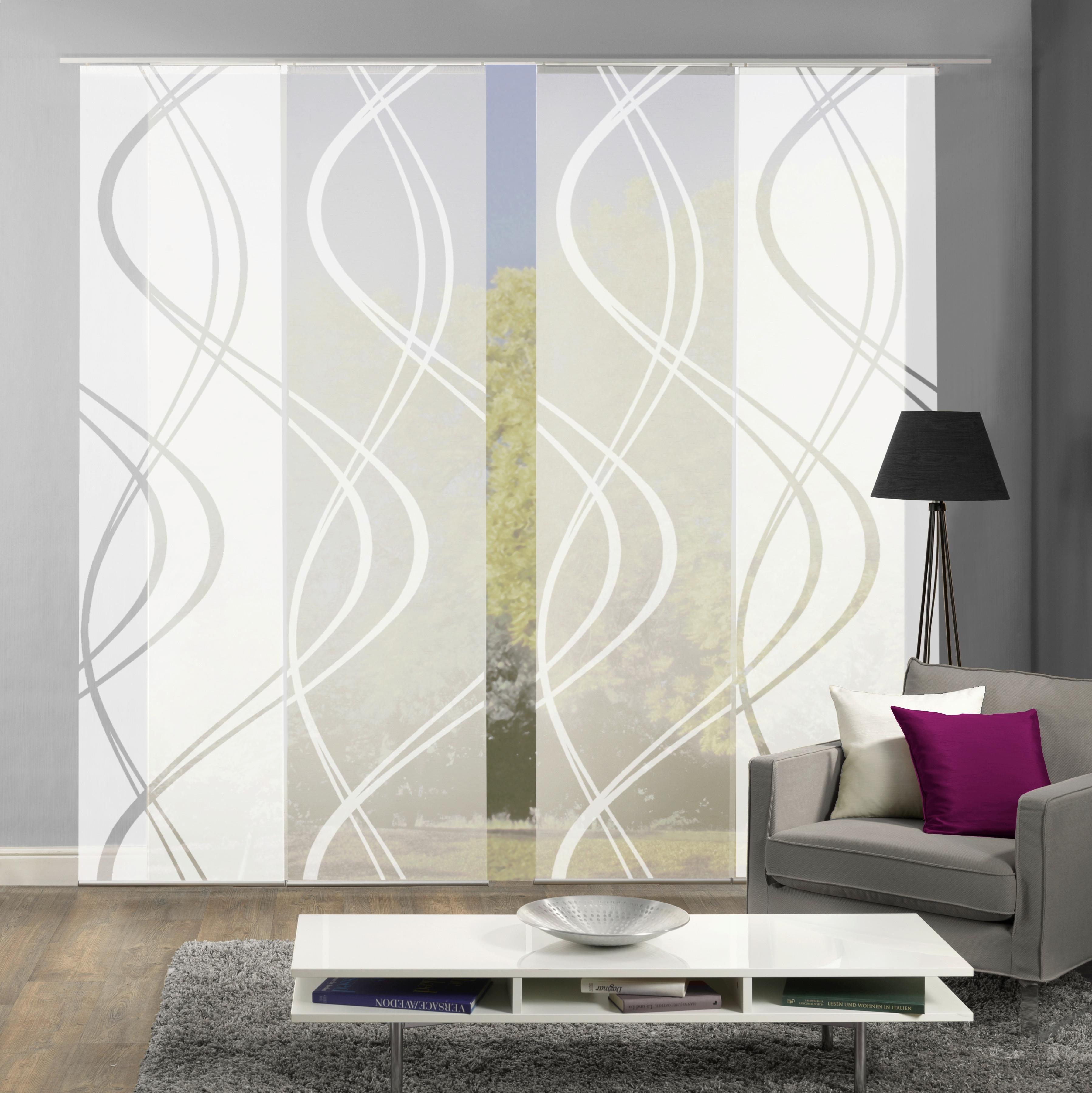 Flächenvorhang 4--Teilig. Tiberio B: 60 cm, Weiß halbtransparent