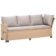 Loungegarnitur 6-Tlg. Porto- Multi, Polyrattan mit Kissen - Hellbraun/Grau, MODERN, Kunststoff/Textil (190/237cm) - Beldano