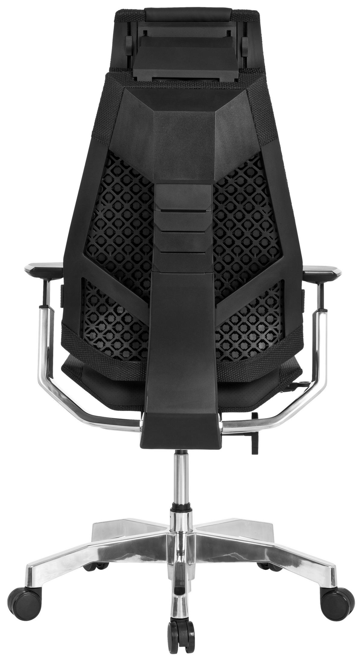 Drehstuhl Genidia Pro Schwarz - Alufarben/Schwarz, MODERN, Leder/Kunststoff (57/119/46cm) - MID.YOU