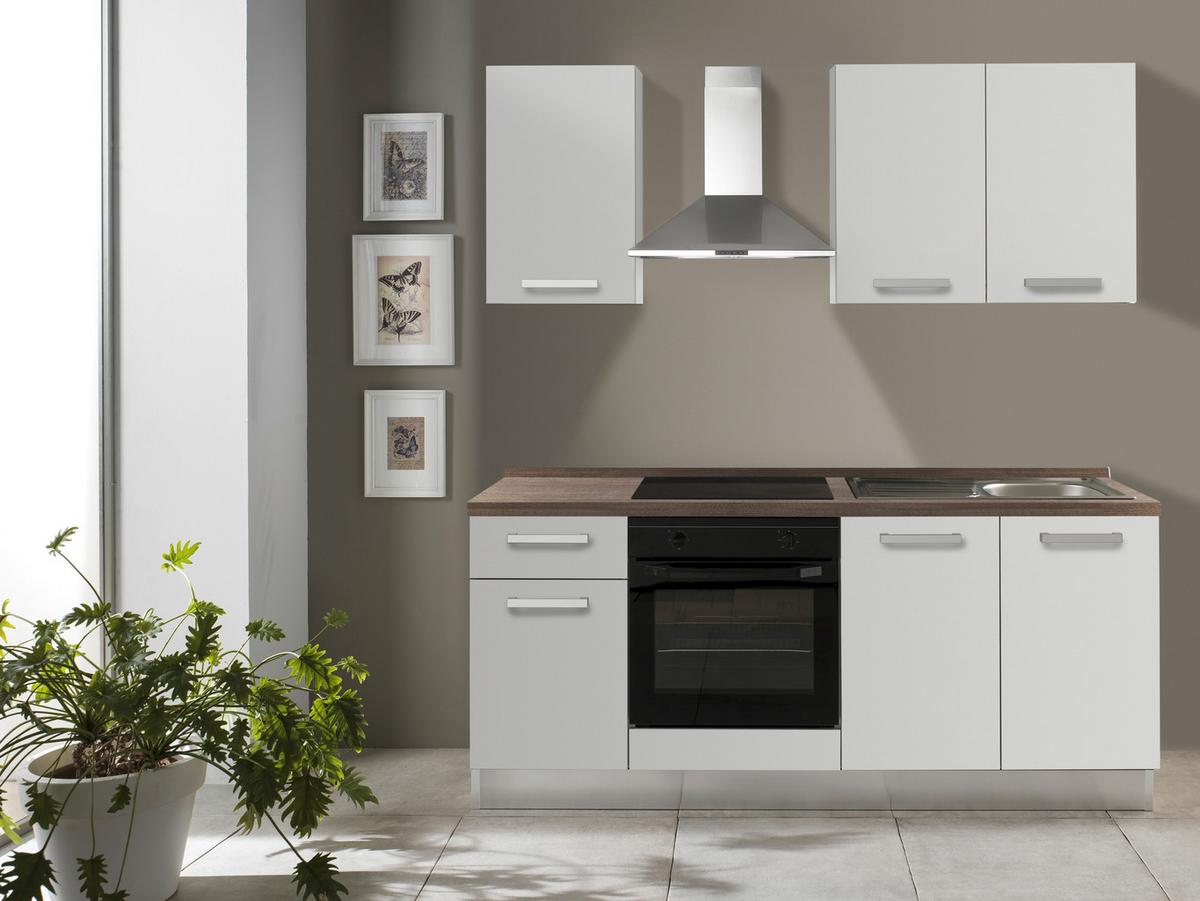 Küchenzeile Belluna Mit Geräten 195 Cm Weiß/eiche Modern - Basics (195cm) - MID.YOU