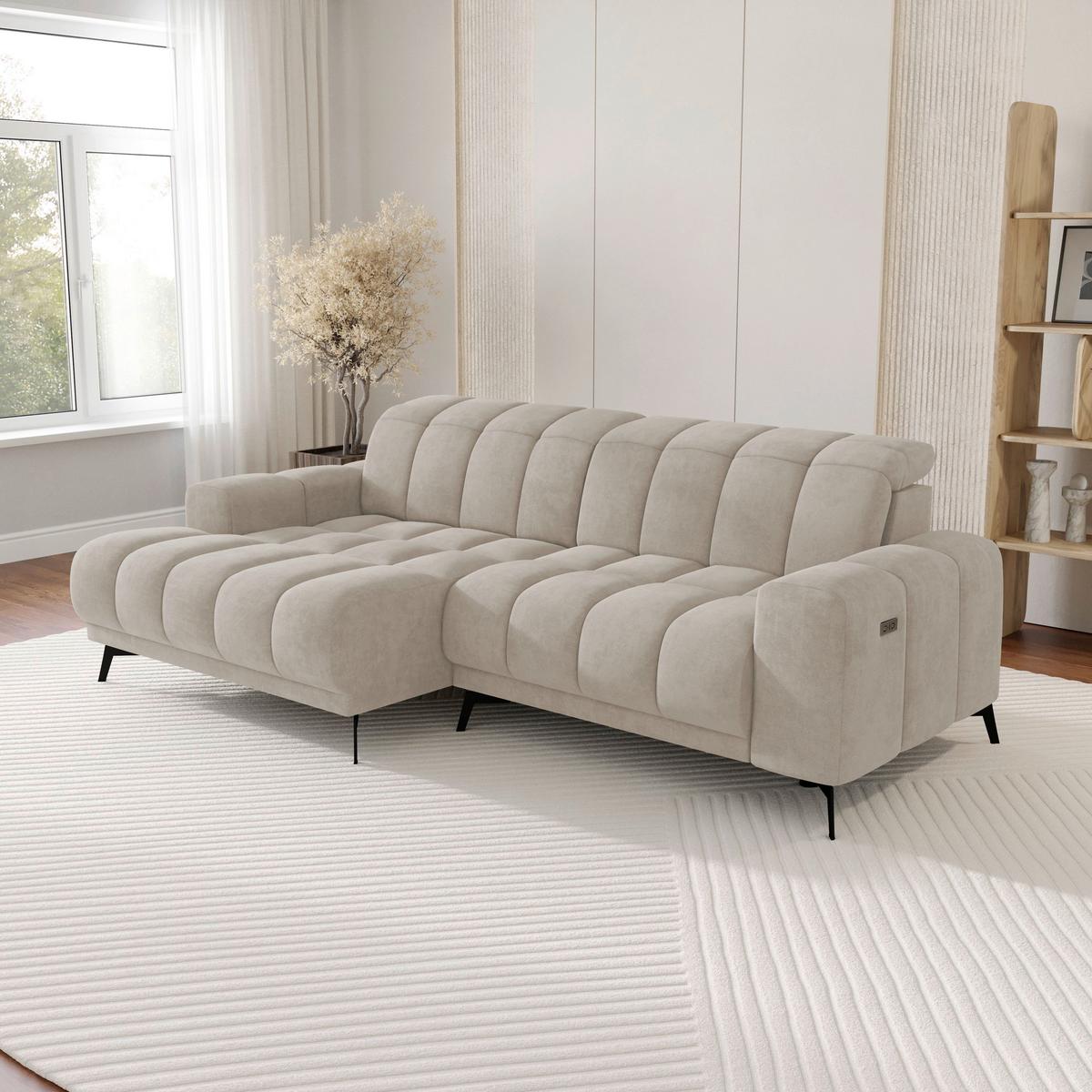 Rohová sedačka LAYA, levá, hnědá tkanina MEMPHIS - hnědá, Moderní, textil (155/250cm) - Premium Living