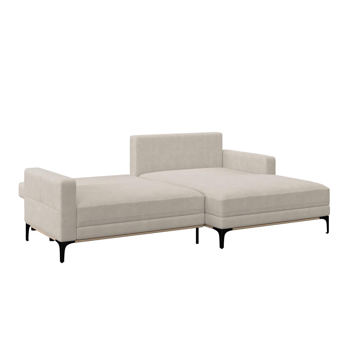 Rohová sedačka BERGAMO, pravá, krémová - černá/krémová, Moderní, kov/textil (238/162cm) - Ondega
