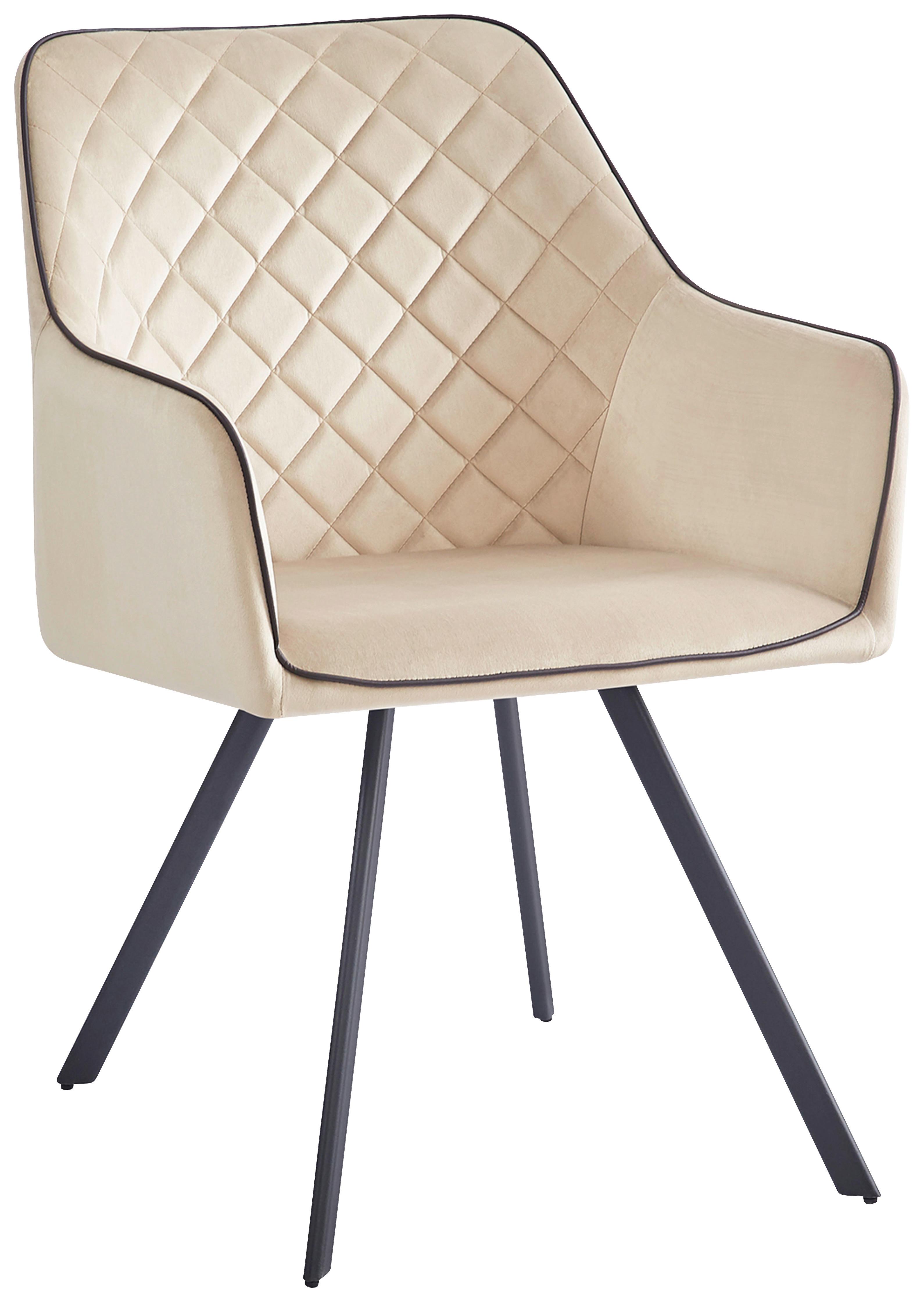 Stolička s podrúčkami AMBER - sivá/béžová, Modern, kov/textil (58/85/64,5cm) - MID.YOU