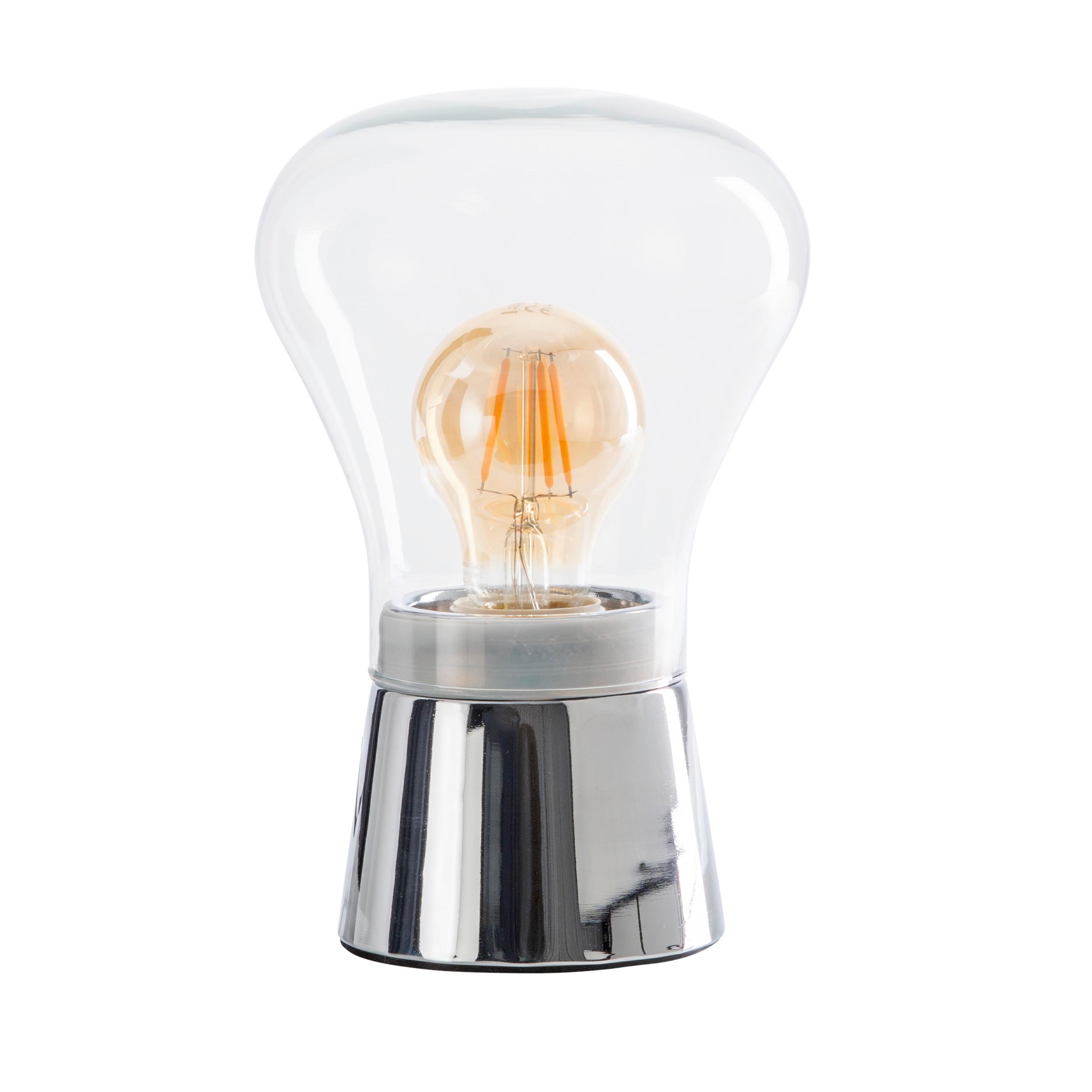 Tischlampe Kerry Klar/ Chromfarben Touch-Funktion - Klar/Chromfarben, Design, Glas/Metall (14/21cm) - Näve