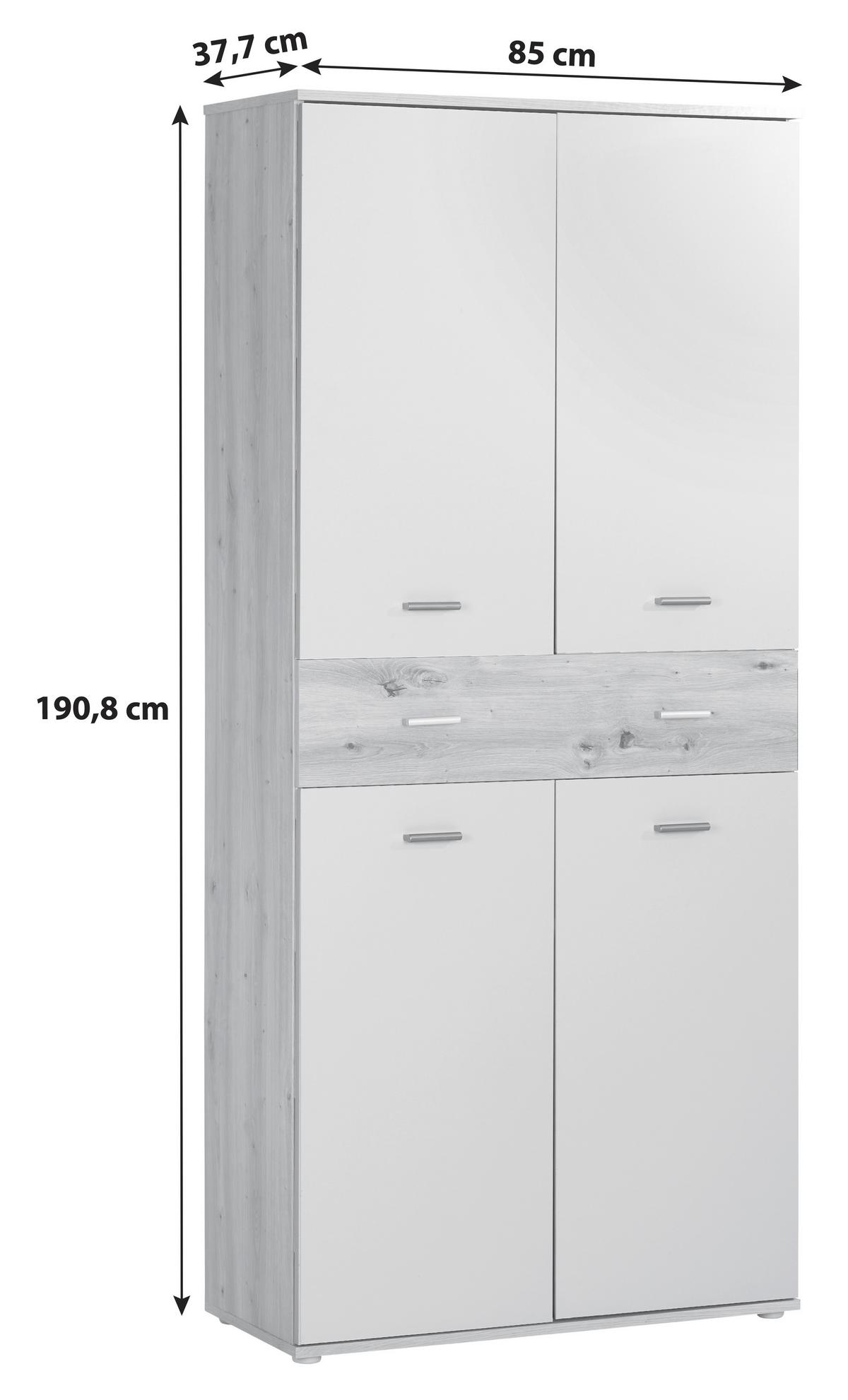 BOTNÍK KÖLN - bílá/barvy dubu, Moderní, kompozitní dřevo/plast (85/190,8/37,7cm)