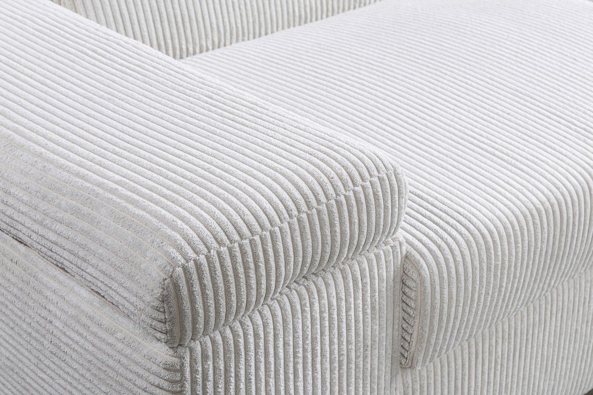 Ecksofa Lars I Cord Creme, Lf: 123x193cm - Chromfarben/Creme, Design, Textil (264/215cm) - Livetastic