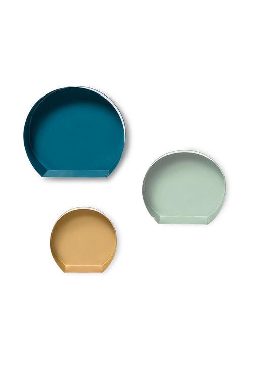 Wandregal-set 3-teilig Triple B:27-40cm Petrol/grau/goldf. - Goldfarben/Petrol, MODERN, Metall (27-39,5/26-37,5/12cm) - Kayoom