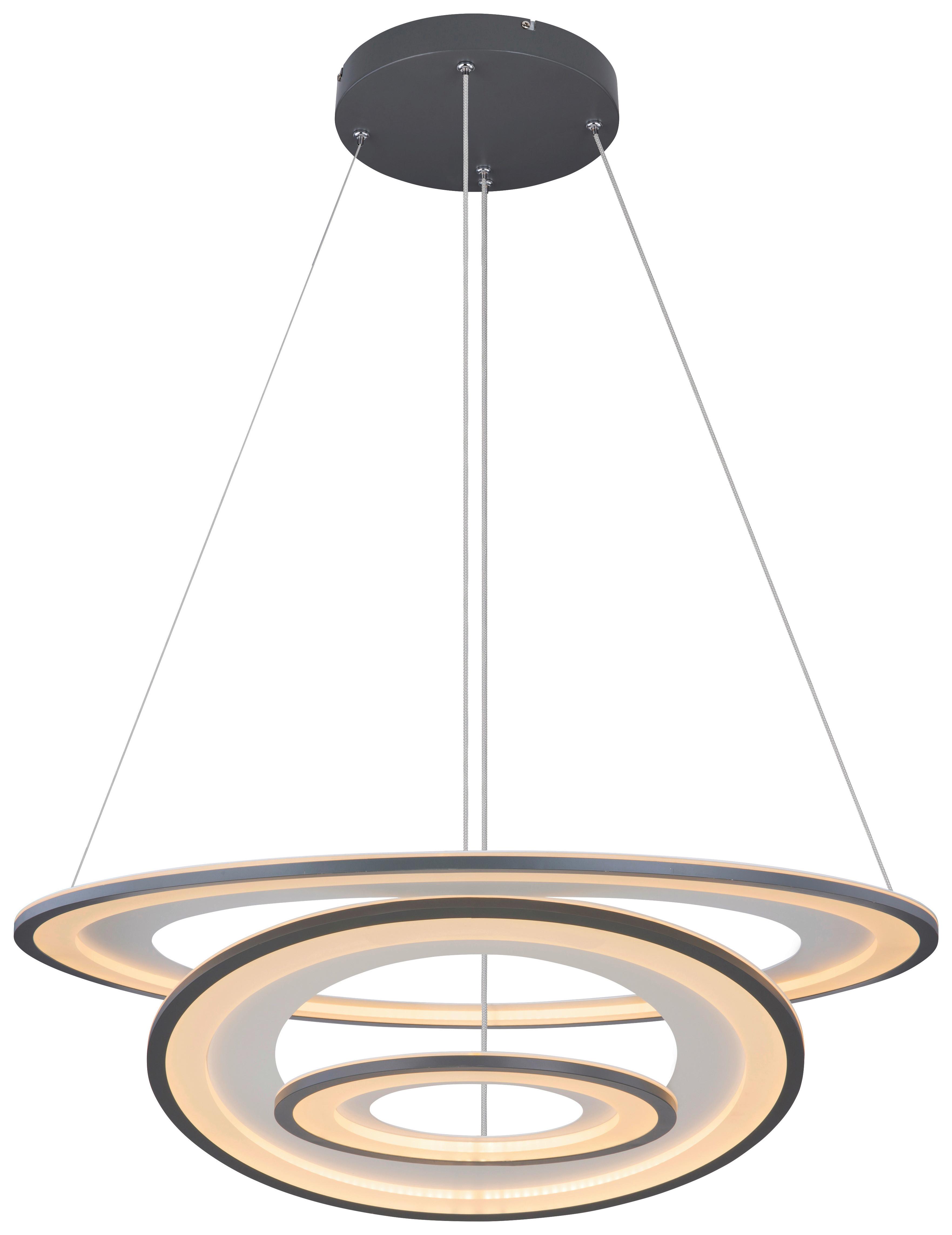 Led-hängeleuchte H: 120 Cm 1-Flammig Mit Stufenschalter - Opal/Graphitfarben, Basics, Kunststoff/Metall (79,5/120cm) - Globo