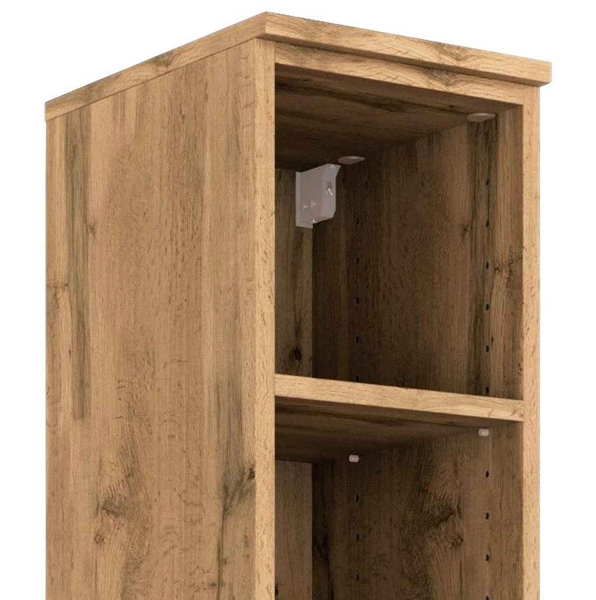 Badezimmerregal 5 Fächer Eiche Dekor 25x130 cm Helsinki - Eichefarben/Silberfarben, KONVENTIONELL, Holzwerkstoff (25cm) - Held